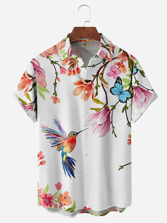 Floral Chest Pocket Short Sleeve Hawaiian Shirt