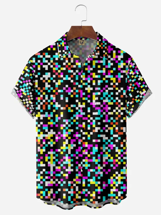 Mosaic Noise Chest Pocket Short Sleeve Shirt