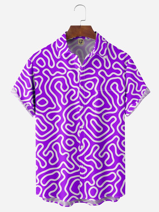 Geometric Chest Pocket Short Sleeve Casual Shirt