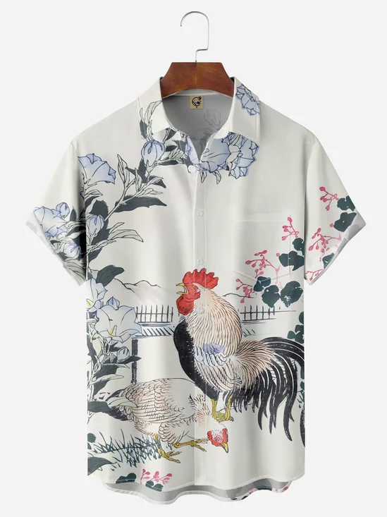 Chicken Chest Pocket Short Sleeve Shirt