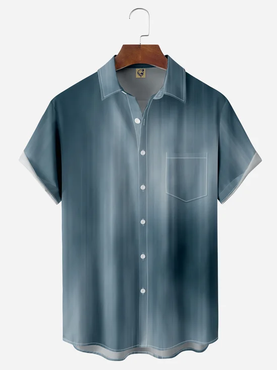 Gradient Pattern Chest Pocket Short Sleeve Shirt