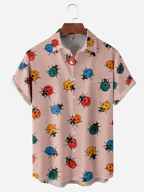 Rainbow Bugs Chest Pocket Short Sleeve Casual Shirt