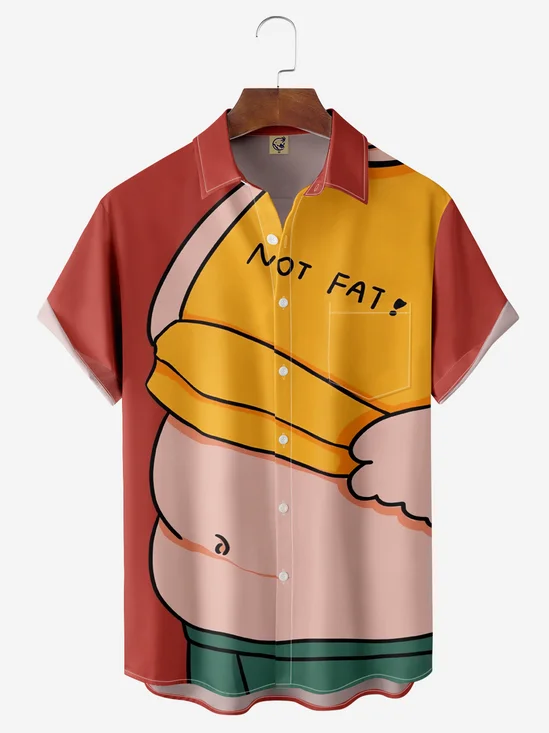 Im Not Fat Chest Pocket Short Sleeve Casual Shirt