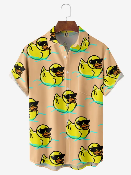 Cool Duck Chest Pocket Short Sleeve Hawaiian Shirt