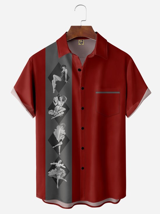 Vintage Belle Chest Pocket Short Sleeve Bowling Shirt