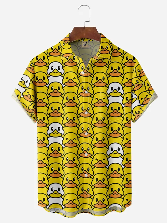 Bath Duck Chest Pocket Short Sleeve Hawaiian Shirt
