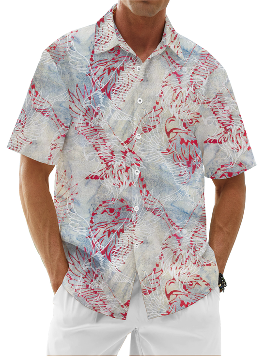 Eagle Chest Pocket Short Sleeve Casual Shirt