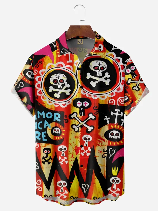 Mexican Culture Chest Pocket Short Sleeve Hawaiian Shirt