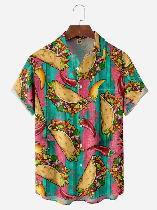 Taco Chest Pocket Short Sleeve Casual Shirt