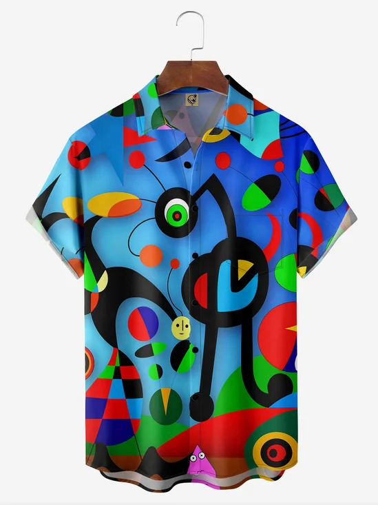 Art Paintings Chest Pocket Short Sleeve Casual Shirt