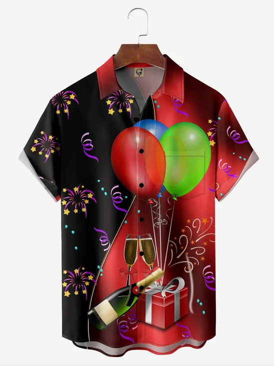 Anniversary Chest Pocket Short Sleeve Casual Shirt