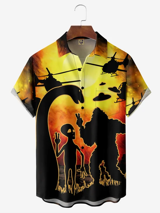 Alien Chest Pocket Short Sleeve Casual Shirt