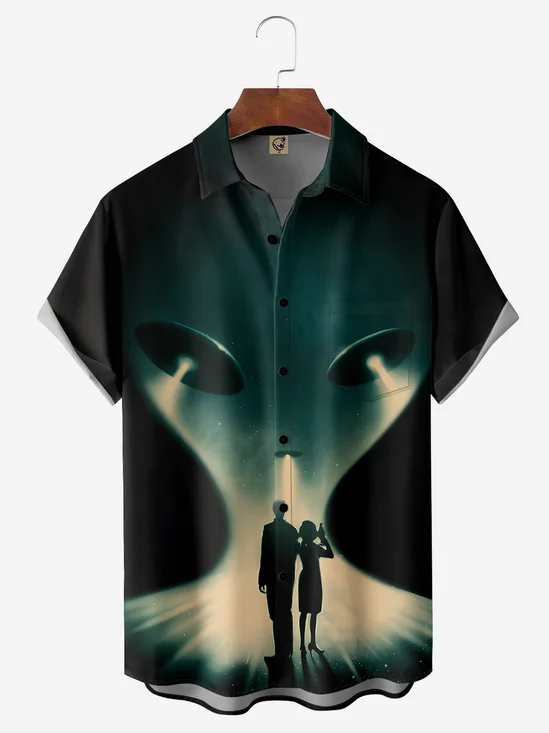Hardaddy Alien Chest Pocket Short Sleeve Shirt