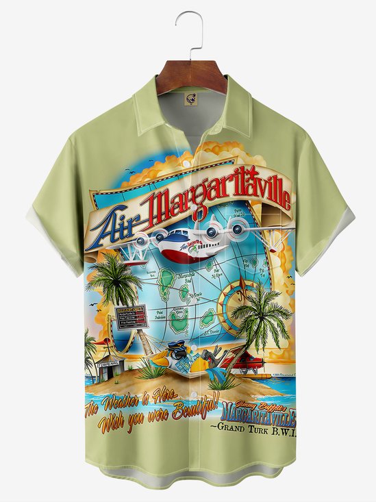 Hardaddy Map Chest Pocket Short Sleeve Hawaiian Shirt