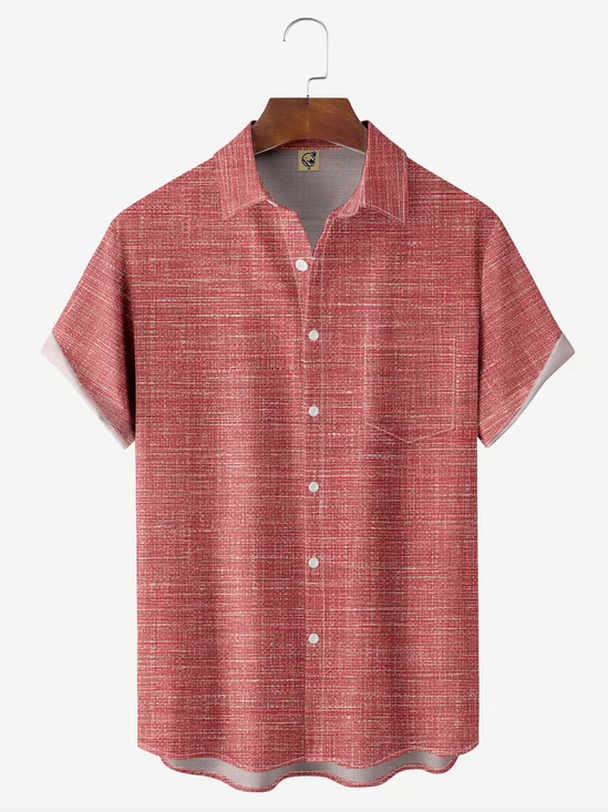 Ombre Texture Chest Pocket Short Sleeves Casual Shirt