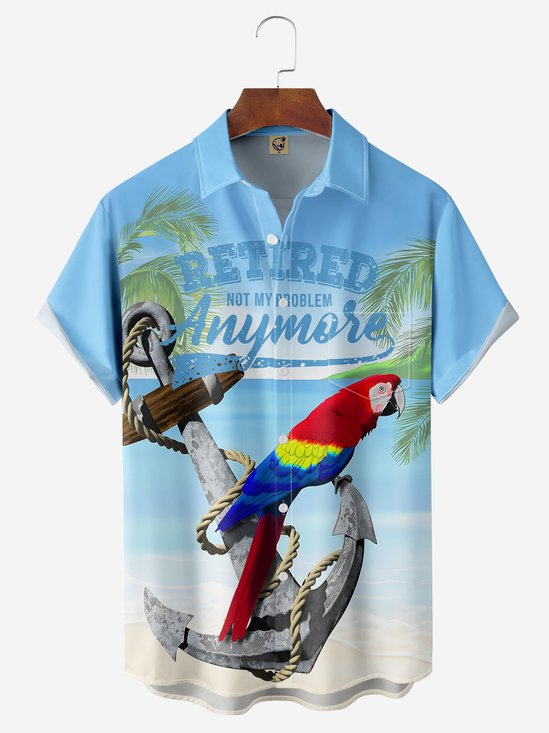 Hardaddy Parrot Retired Not My Problem Anymore Chest Pocket Short Sleeve Hawaiian Shirt