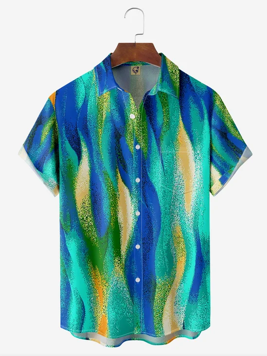 Abstract Chest Pocket Short Sleeve Hawaiian Shirt