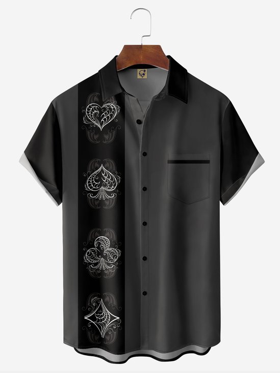 Hardaddy Poker Chest Pocket Short Sleeve Bowling Shirt