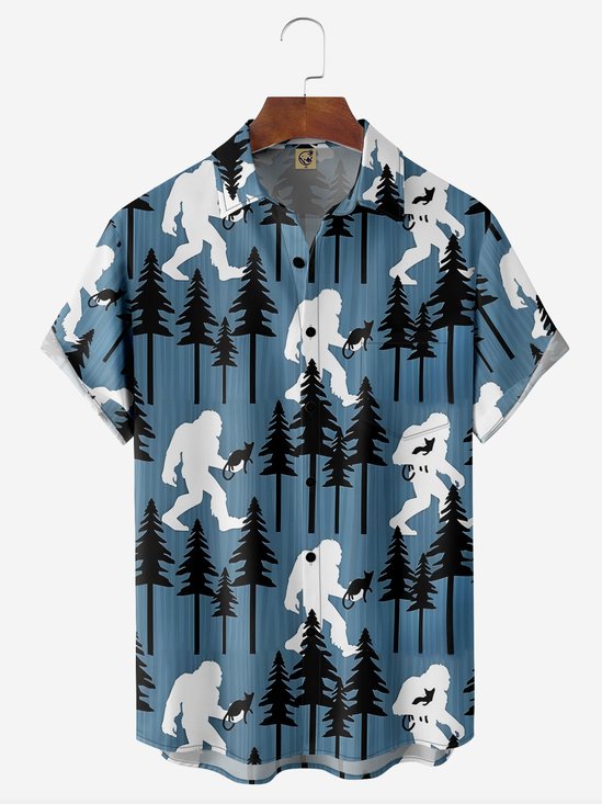Hardaddy Bigfoot Chest Pocket Short Sleeve Hawaiian Shirt