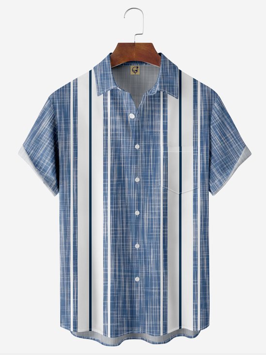 Hardaddy Geometric Chest Pocket Short Sleeve Bowling Shirt