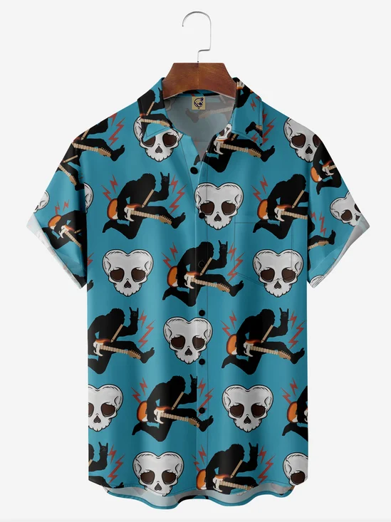 Music Chest Pocket Short Sleeve Casual Shirt