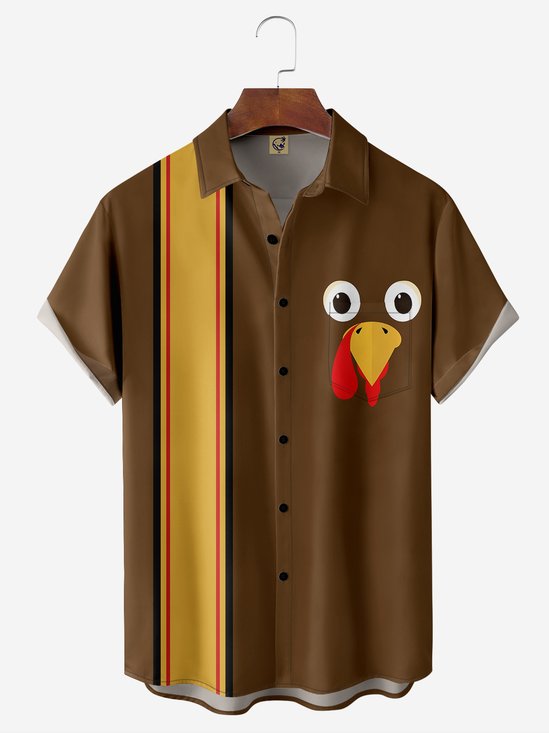 Hardaddy Turkey Chest Pocket Short Sleeve Bowling Shirt