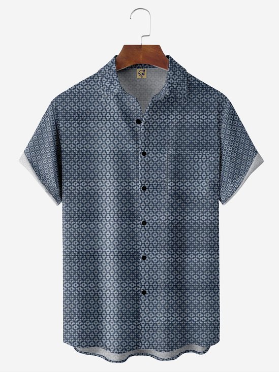 Hardaddy Abstract Pattern Chest Pocket Short Sleeve Casual Shirt
