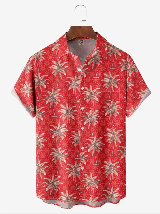 Tropical Coconut Tree Chest Bag Short Sleeve Hawaiian Shirt