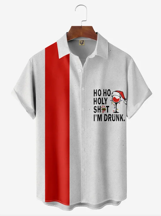 Christmas Chest Pocket Short Sleeve Bowling Shirt