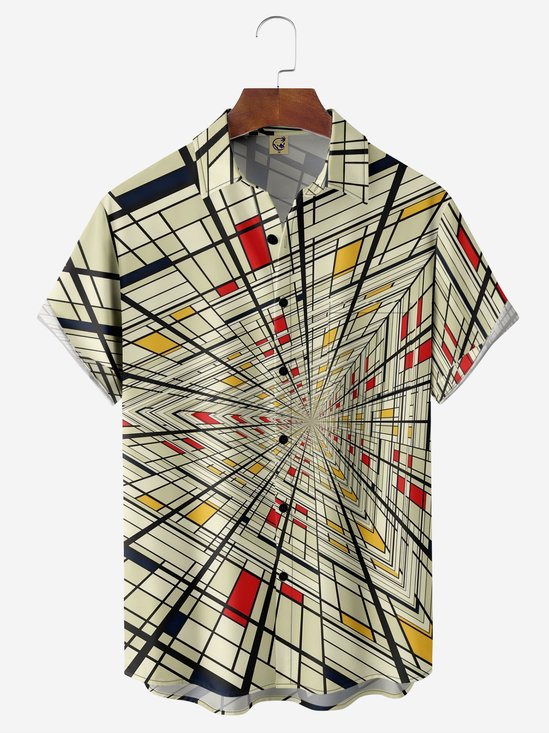 Striped Chest Pocket Short Sleeve Casual Shirt