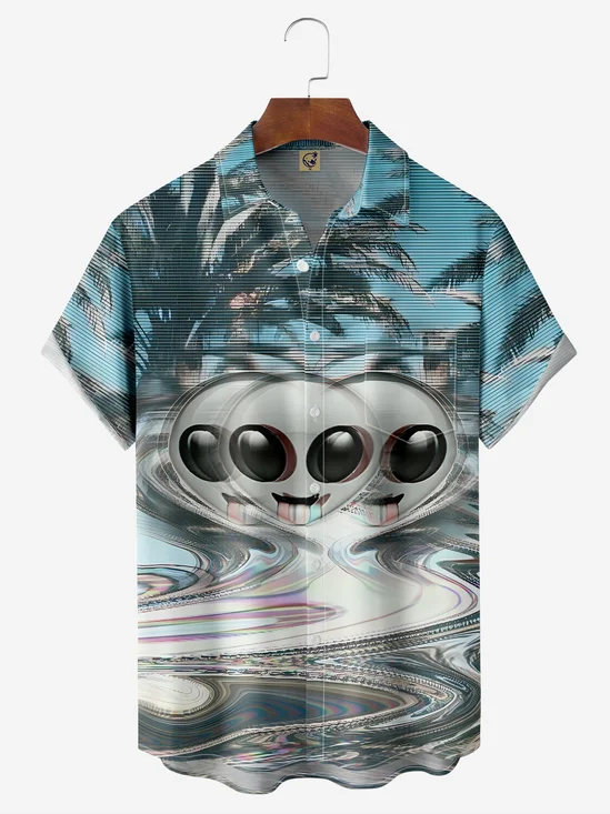 Alien Chest Pocket Short Sleeve Casual Shirt