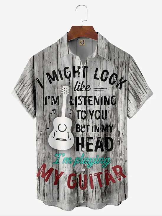 Music Chest Pocket Short Sleeve Casual Shirt