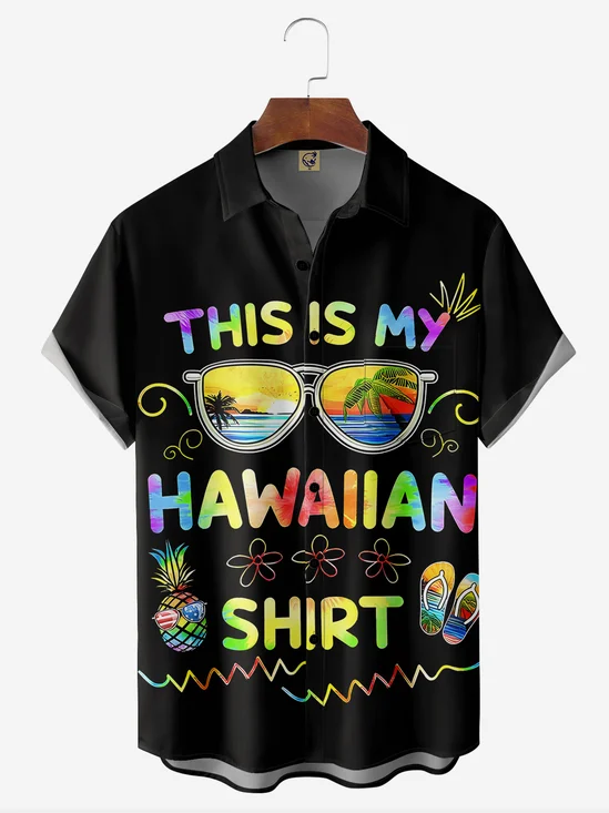 Hawaiian English Chest Pocket Short Sleeve Casual Shirt