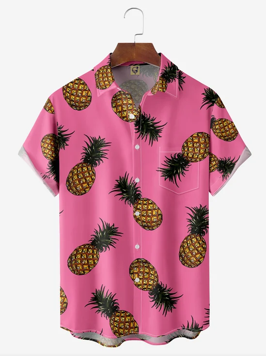 Pineapple Chest Pocket Short Sleeve Hawaiian Shirt