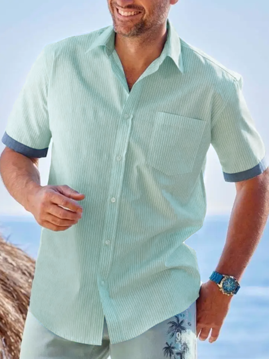 Hardaddy Cotton Striped Short Sleeve Resort Shirt