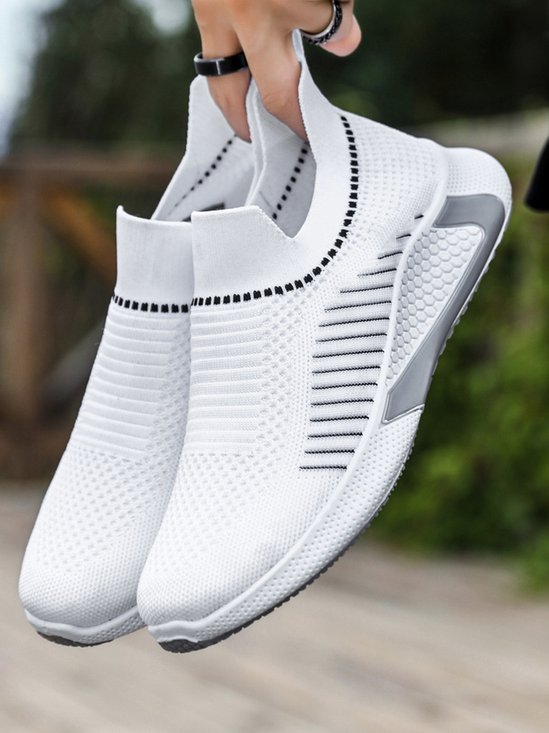 Hardaddy Men Minimalist Breathable Mesh Fabric Slip On Sneakers