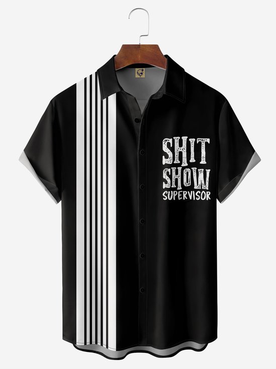 Hardaddy Text Chest Pocket Short Sleeve Bowling Shirt