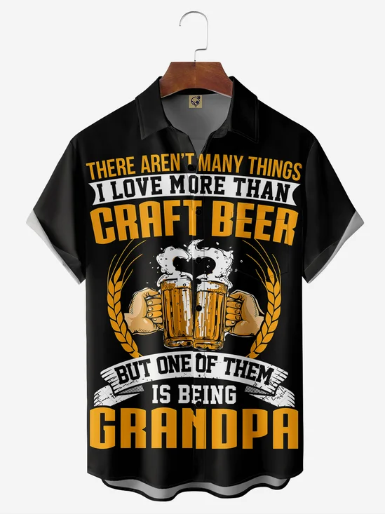 Beer Chest Pocket Short Sleeve Casual Shirt