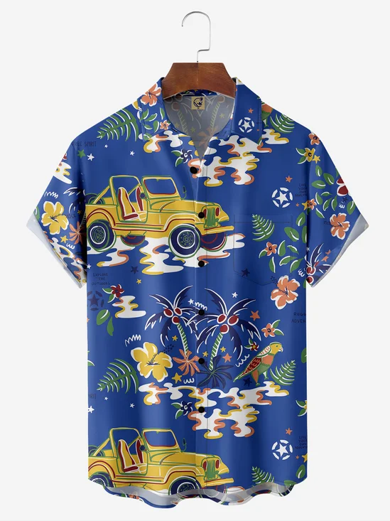 Vintage Jeep Chest Pocket Short Sleeve Hawaiian Shirt