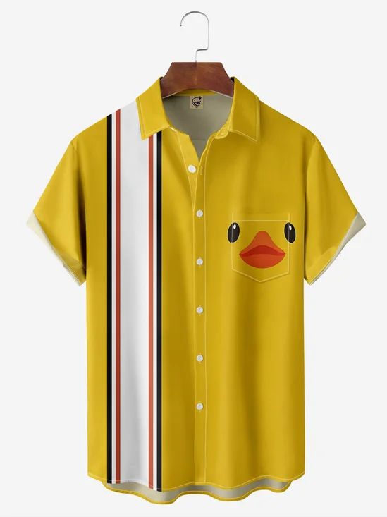 Duck Chest Pocket Short Sleeve Bowling Shirt