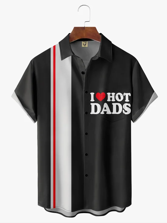Hot Dads Chest Pocket Short Sleeve Bowling Shirt