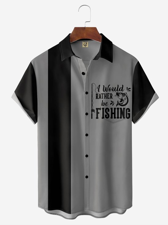 Hardaddy “I would rather be fishing“ Chest Pocket Short Sleeve Bowling Shirt