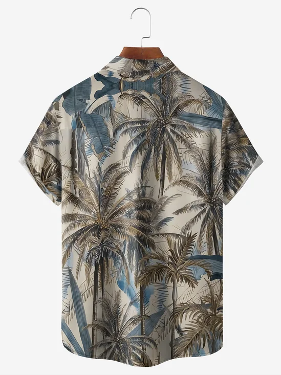 Hardaddy Mens Hawaiian Coconut Print Lapel Chest Pocket Short Sleeve Funky Aloha Shirt