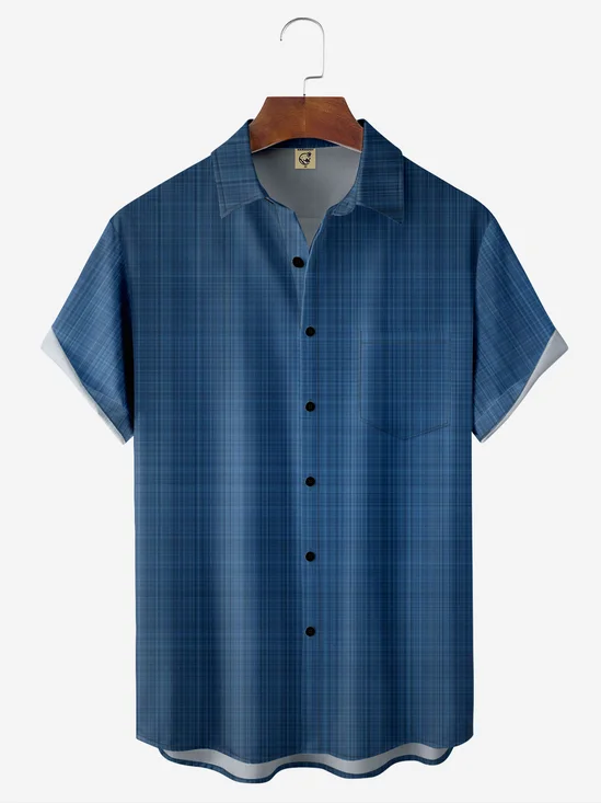 Geometric Dark Pattern Chest Pocket Short Sleeve Casual Shirt
