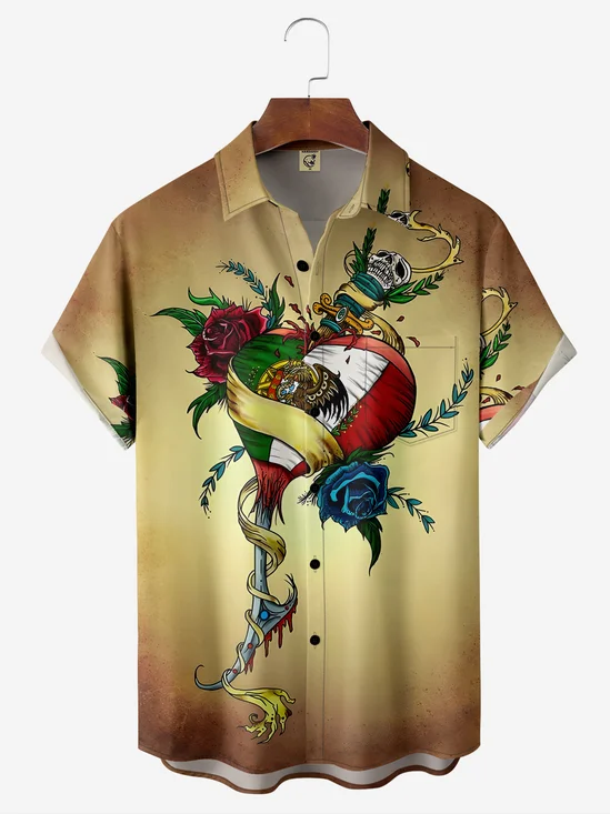 Mexico Chest Pocket Short Sleeve Casual Shirt