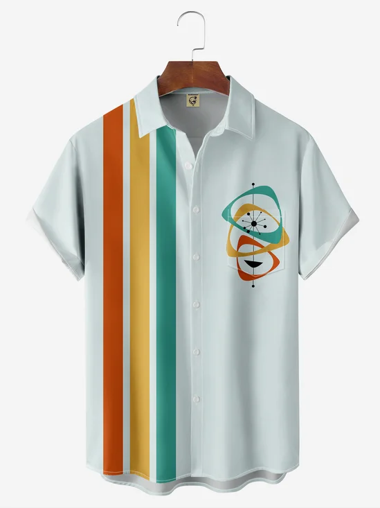 Medieval Geometric Chest Pocket Short Sleeve Bowling Shirt