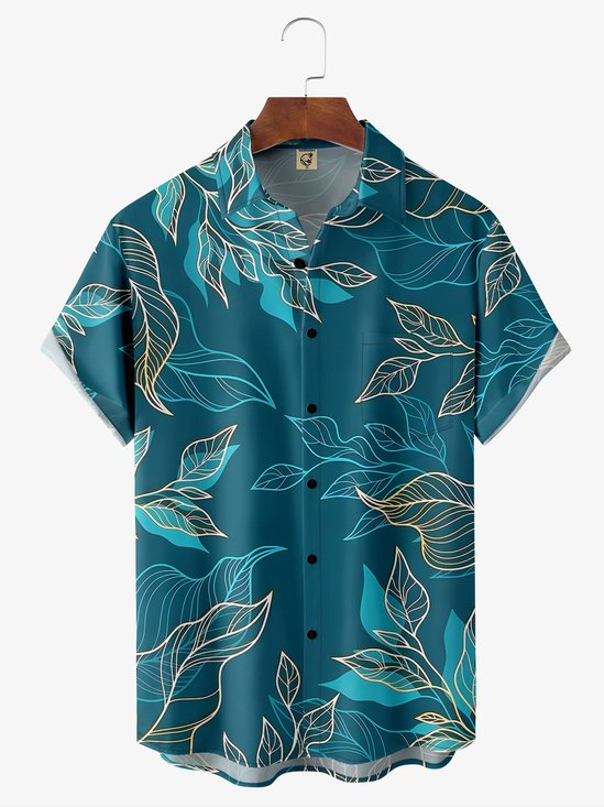 Hardaddy Leaf Chest Pocket Short Sleeve Hawaiian Shirt