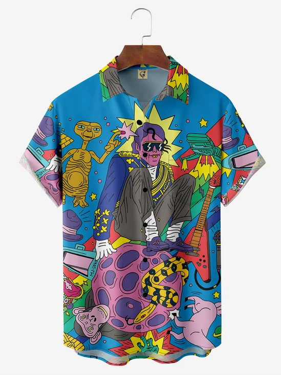 Hippie Art Chest Pocket Short Sleeve Hawaiian Shirt