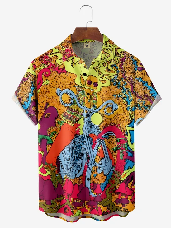 Hippie Art Chest Pocket Short Sleeve Hawaiian Shirt