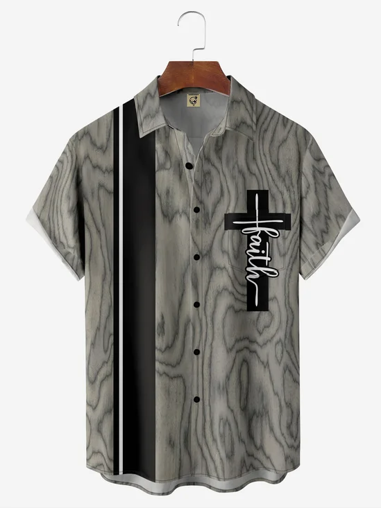 Cross Chest Pocket Short Sleeve Bowling Shirt